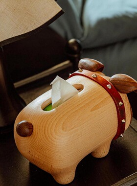 网红博主同款ins风原创设计客厅创意实木纸巾收纳盒家居摆件礼物