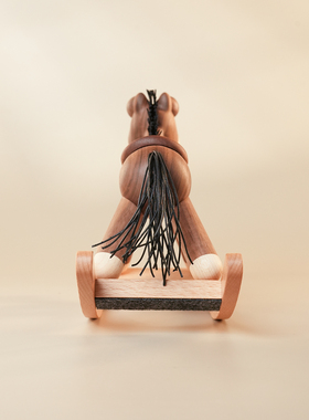 原上城马年可爱木马桌面摆件原创设计复古个性实木高品质装饰