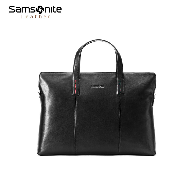 新秀丽男士牛皮革手提包简约公文包 新秀丽皮具男士包袋