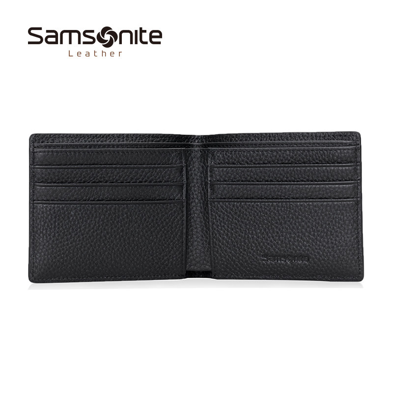 新秀丽男士牛皮革简约短款零钱包 新秀丽皮具钱包