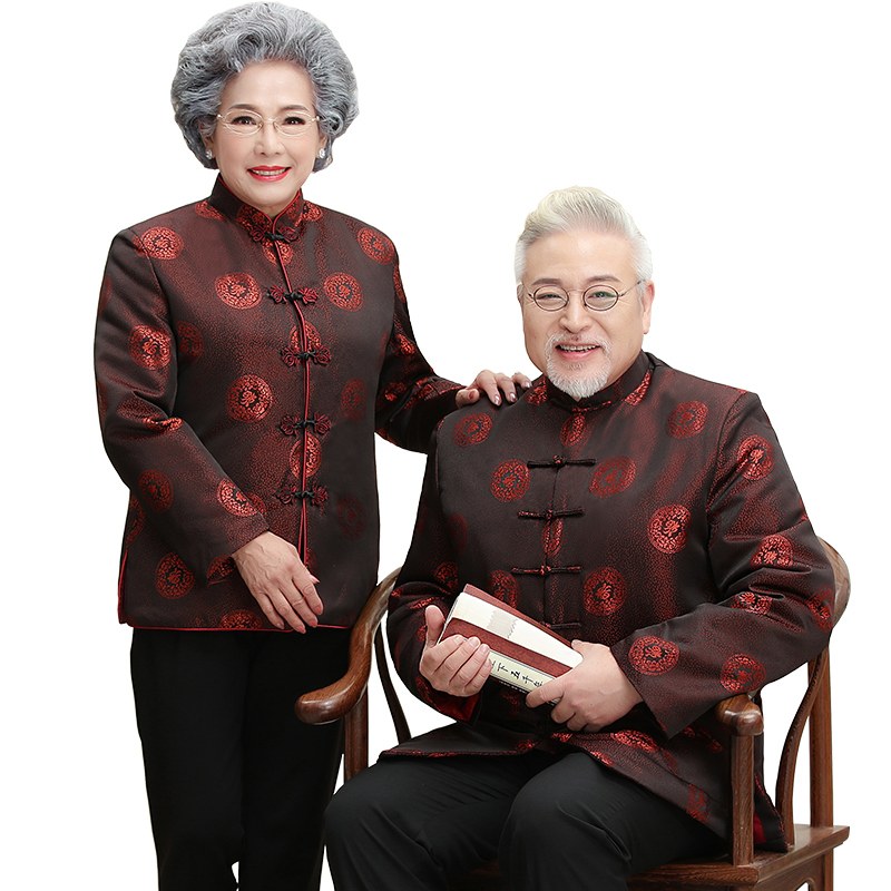 秋冬中国风老年人爸爸喜庆加大码 正九品民族服装