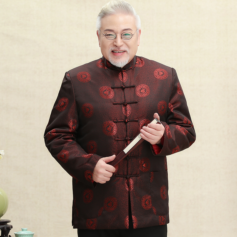 秋冬中国风老年人爸爸喜庆加大码 正九品民族服装