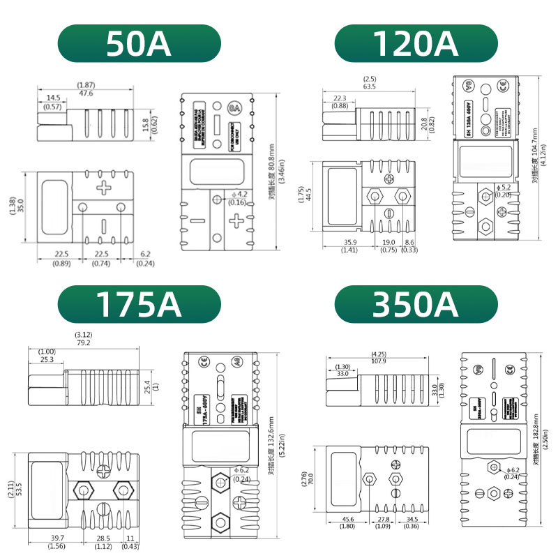 安德森插头50A120A175A350A 600V接插件电动叉车大电流连接器厂销 - 图2