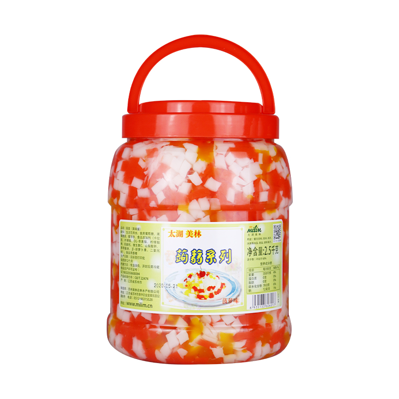 太湖美林彩色椰果蒟蒻2.5KG*6桶装奶茶店专用原料三色椰果水晶果-图3