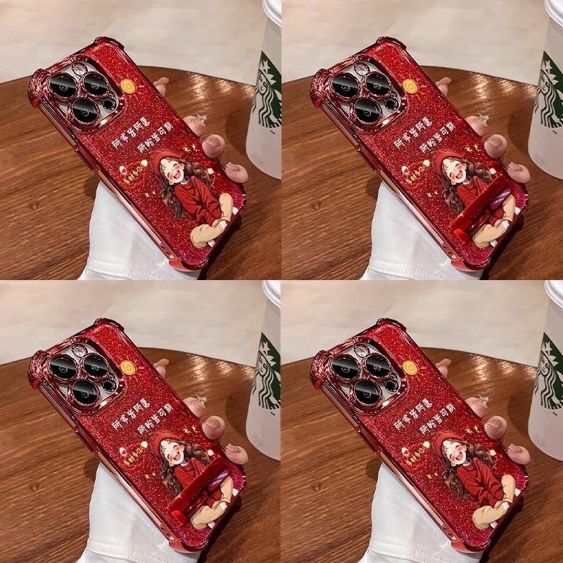 2025新年款幸运女孩适用苹果16promax/13/12红色手机壳iPhone15/14pro防摔11华为mate70保护套pura70小米15