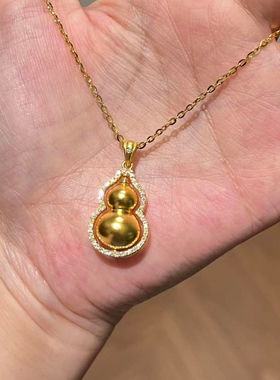 古法金包银点钻葫芦项链女