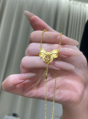 金包银在逃公主蝴蝶结项链
