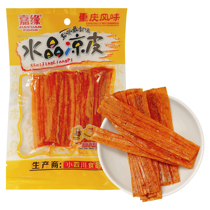 嘉缘水晶凉皮调味面制品辣条辣片8090后怀旧零食小吃下酒菜面筋-图3