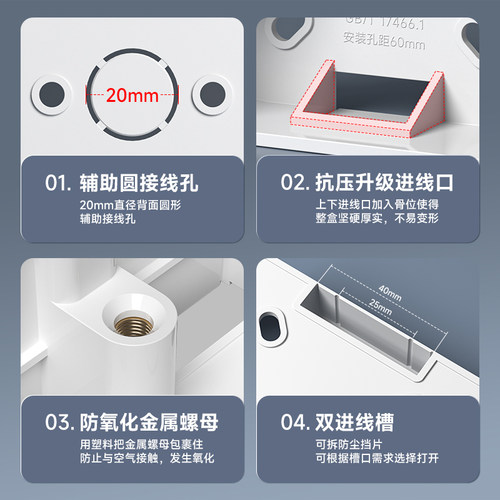 三联三位明盒86型双底盒开关插座双联明装底盒接线盒国际电工薄款 - 图3