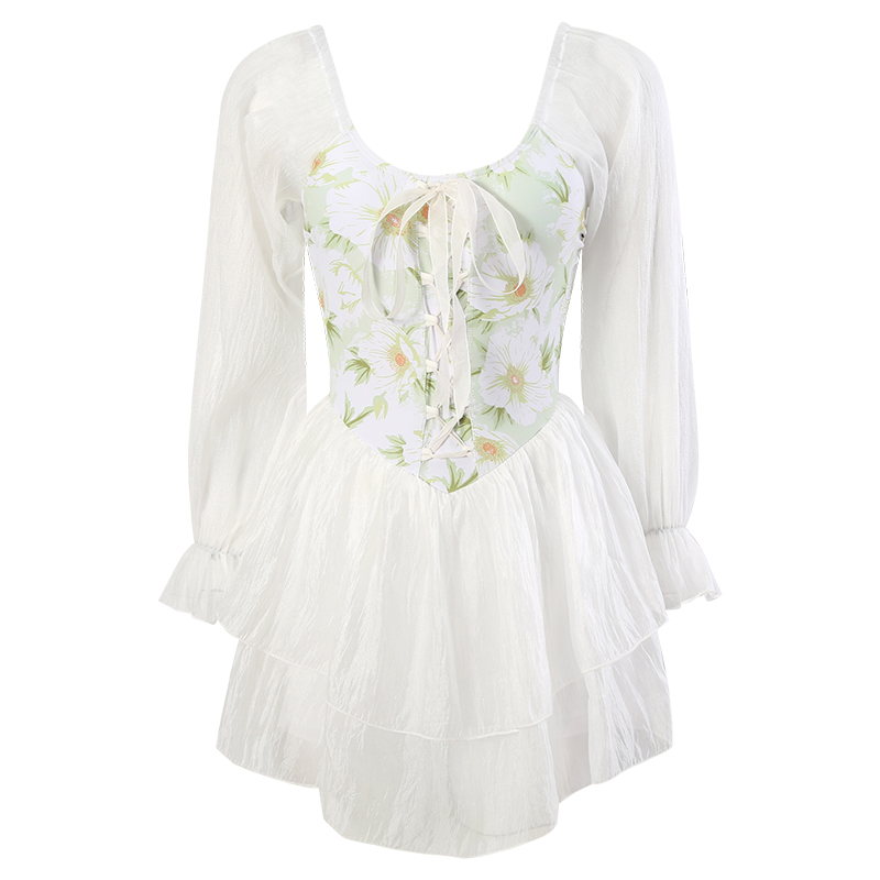 新款新子泳衣母女连体裙式女童女孩白色超仙儿公主洋气仙女泳装 - 图3