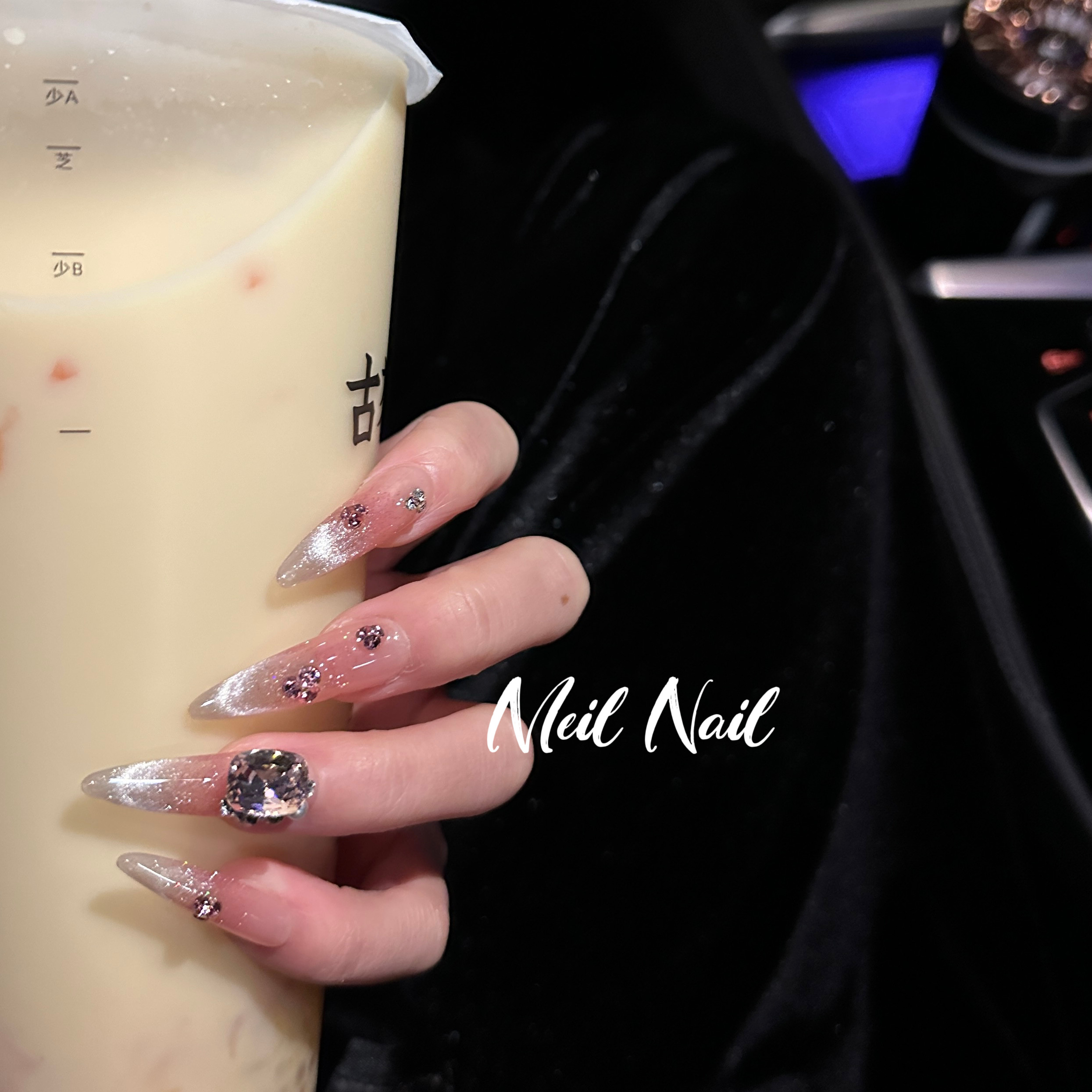 Meil Nail 酒渍玫瑰 长杏仁新年爆闪猫眼可拆卸美甲纯手工穿戴甲,淘宝优惠券,粉丝福利购,淘宝优惠卷