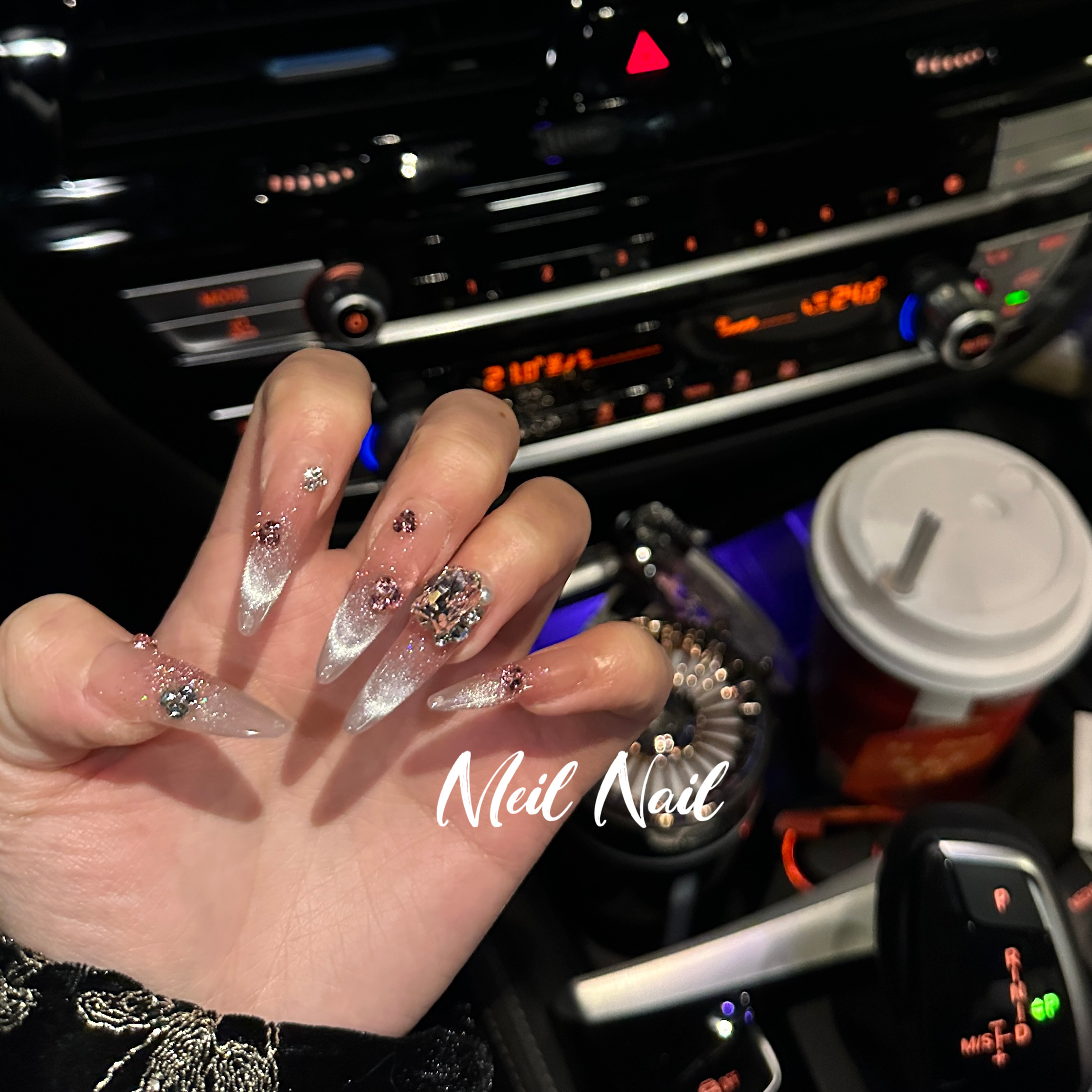 Meil Nail 酒渍玫瑰 长杏仁新年爆闪猫眼可拆卸美甲纯手工穿戴甲,淘宝优惠券,粉丝福利购,淘宝优惠卷