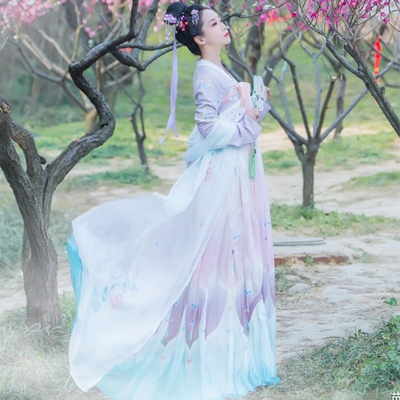 新款汉服女菩提雪古装齐胸樱花襦裙 追忆云裳民族服装/舞台装