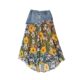 Mid-length beach skirt Korean style denim jersey chiffon floral