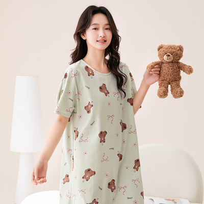 芬腾睡裙女夏季纯棉亲肤可外穿女士夏天甜美可爱睡衣女款2026新款