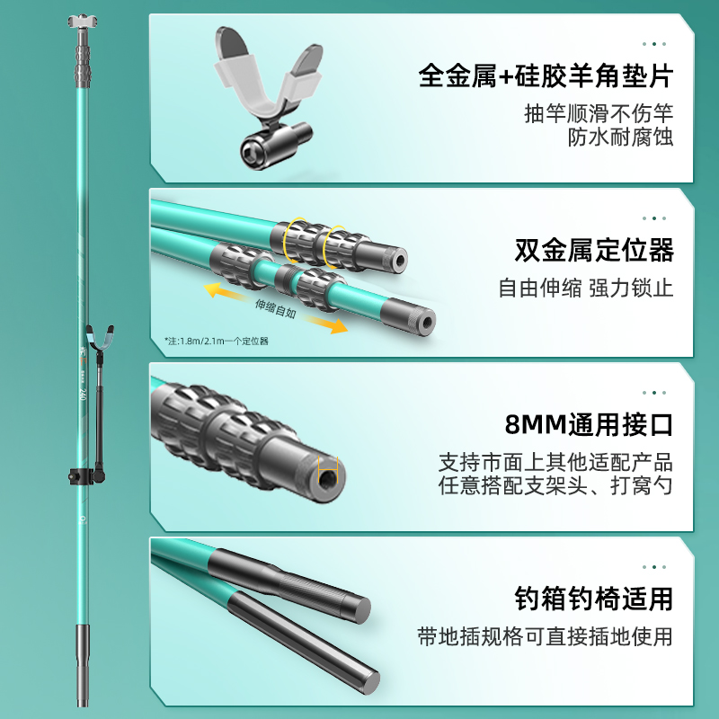 渔之源碳素炮台支架钓鱼台架地插鱼竿支架大物杆支架钓箱台钓杆架 - 图3