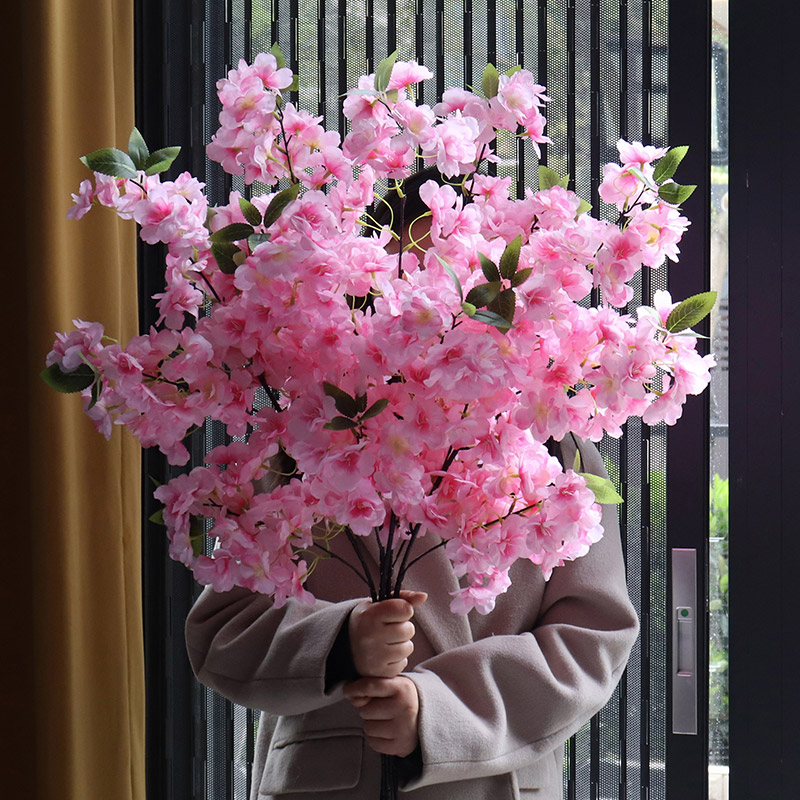 高仿真花樱花枝婚庆假花客厅落地装饰花软装摆设花卉影楼道具插花-图0