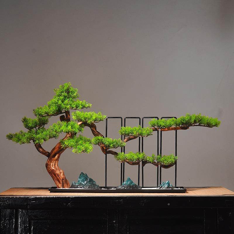 新中式假迎客松摆件玄关枯水盆景ML0094办公山室山禅意客厅茶桌酒,淘宝优惠券,粉丝福利购,淘宝优惠卷