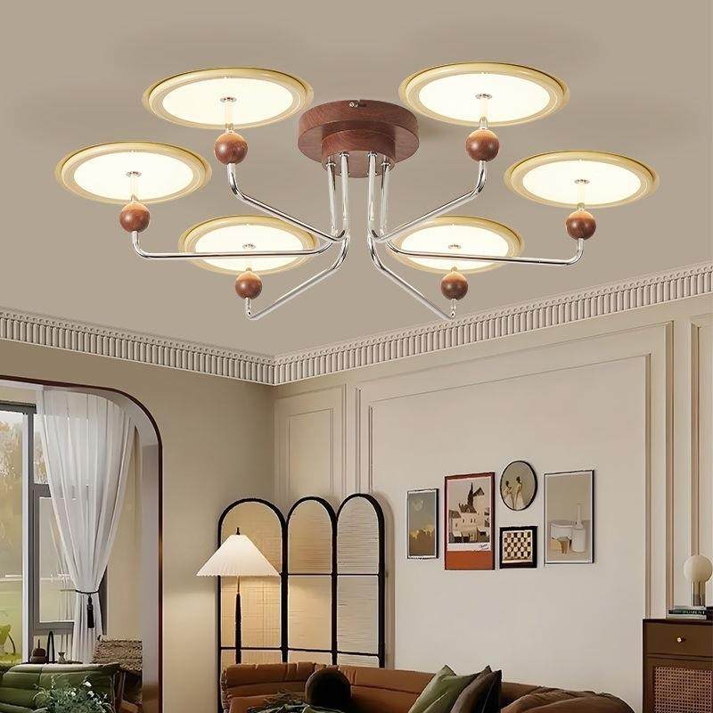 法灯式中古奶油风卧FBB室灯复飞碟感设古计胡桃室木纹大厅主卧灯,淘宝优惠券,粉丝福利购,淘宝优惠卷