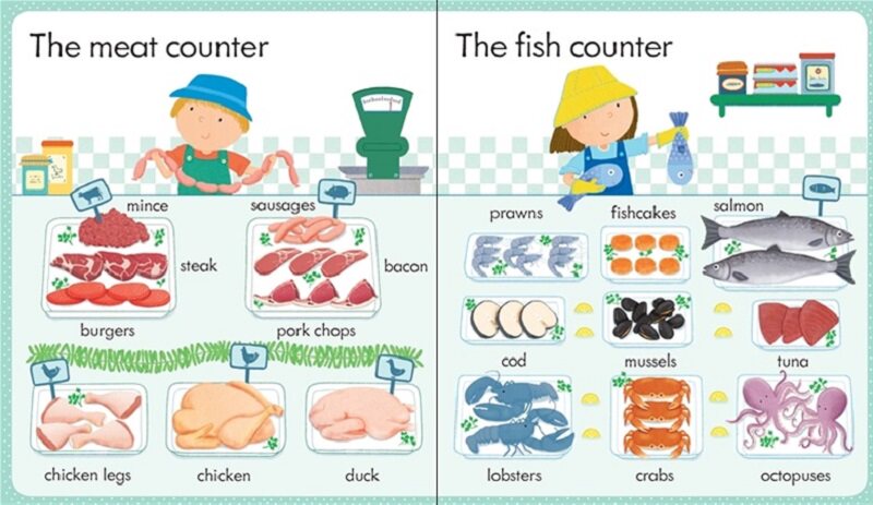 Usborne My first word book about food 尤斯伯恩旗舰店 我关于食物的单词书 幼儿英语启蒙绘本 早教纸板书 亲子共读 英文原版
