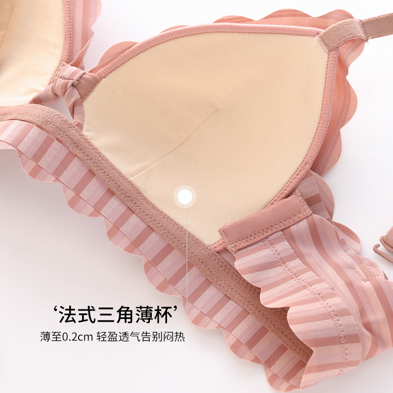 六只兔子旗舰店六只兔子性感法式无痕内衣女无钢圈薄款胸罩美背日系少女文胸套装3