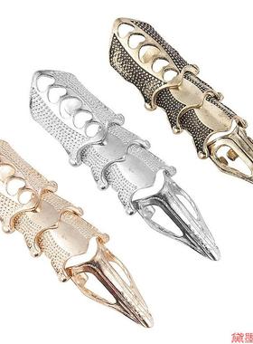 盔甲镂空配饰嘻哈炫酷尖顶长关节戒指四节款指环铠甲别致创意