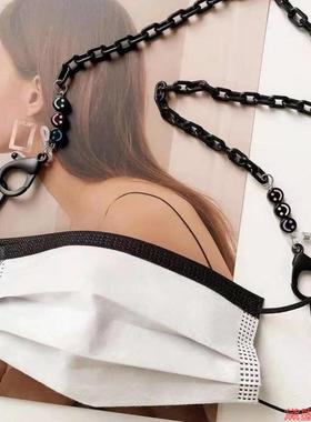 韩国防丢绳串珠跨境眼镜链口罩链眼墨眼睛链墨镜挂链黑色挂绳