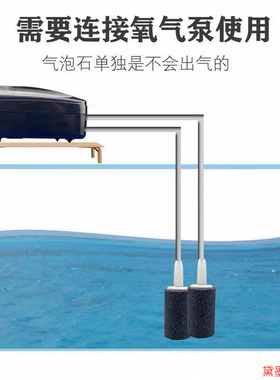 鱼塘气泡石水族箱沙头静音小圆柱养鱼气盘氧气石耐用管配件增氧机