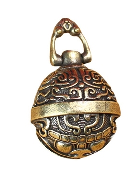 纯黄铜饕餮铃铛汽车钥匙扣挂件复古男女个性饰品会响手工创意礼物
