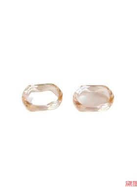 透明diy花朵树脂卡通戒指女欧美时尚不规则指环桃心女配件