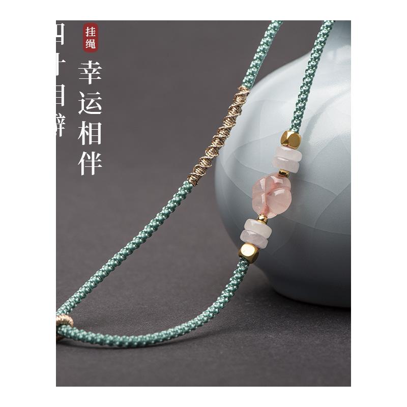吊坠挂绳项链绳翡翠平安扣手工编织和田玉蜜蜡可调节高货绳 - 图3