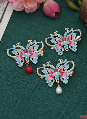 彩色装饰胸花胸针镂空蝴蝶高档西装步摇古风复古合金手作吊牌女珍