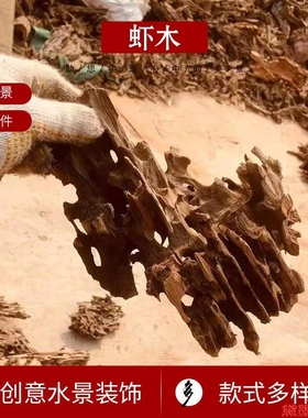 虾木造景多孔花艺观赏鱼微景观龙骨装饰小鱼沉木晒台水族草缸鱼虾