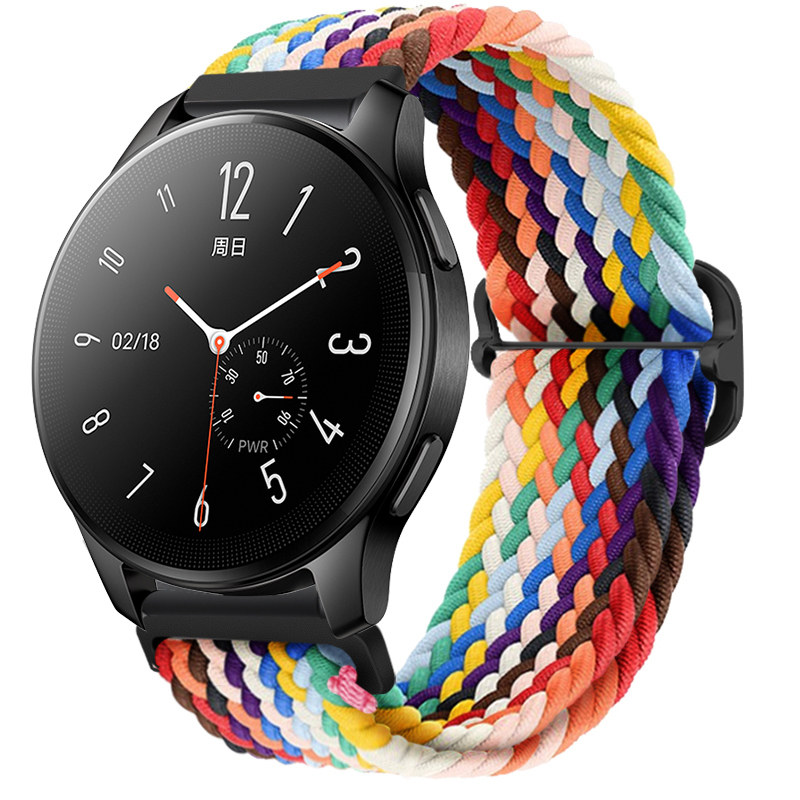 玩物尚智适用vivowatch3编织表带vivowatch2智能运动手表腕带iqoo弹力尼龙彩虹表链42/46mm男女款替换表带