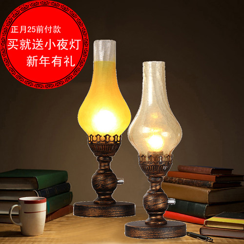 欧式复古民国老上海民宿寺庙煤油灯婚庆创意怀旧卧室床头调光台灯 - 图2