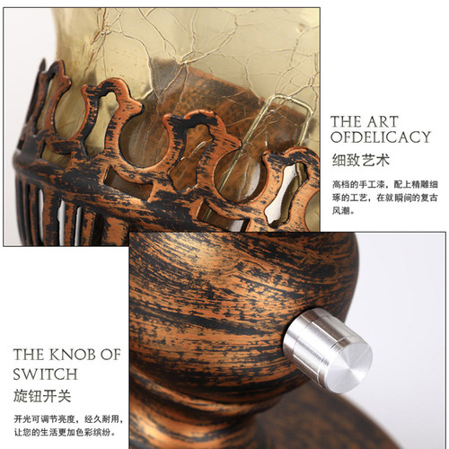 欧式复古民国老上海民宿寺庙煤油灯婚庆创意怀旧卧室床头调光台灯 - 图1