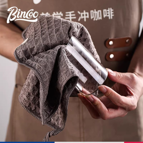 Bincoo咖啡师吧台毛巾奶茶店咖啡机专用抹布吸水清洁打奶棒小方巾 - 图0