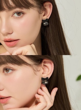公主风黑色925银针耳环新品