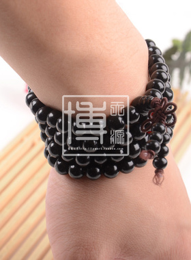 天然黑檀木文玩佛珠手链