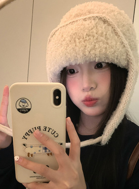 女秋冬加绒保暖护耳雷锋帽