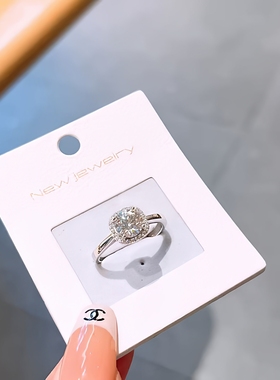 小方糖钻戒莫桑钻戒指925纯银戒指一克拉小方糖超闪小方糖胖家款