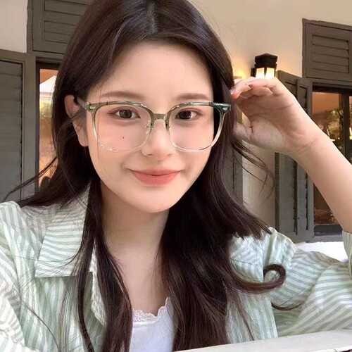 超轻黑框眼镜近视女网上可配度数防蓝光变色大框显瘦素颜眼睛框架 - 图0