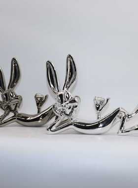 网红酒柜潮玩兔子恐龙摆件网红