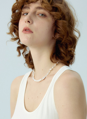 RiverineAdara「星吻微光」天然透明白水晶巴洛克珍珠颈链项链