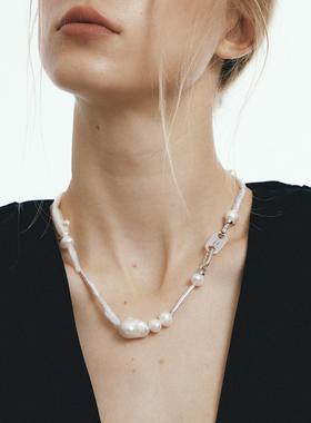 Riverine Adara「菱韵」巴洛克淡水珍珠锁骨颈链串珠S925银饰项链