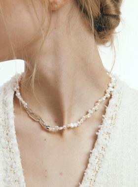 Riverine Adara「流晖」异型巴洛克米珠淡水珍珠S925银饰颈链项链