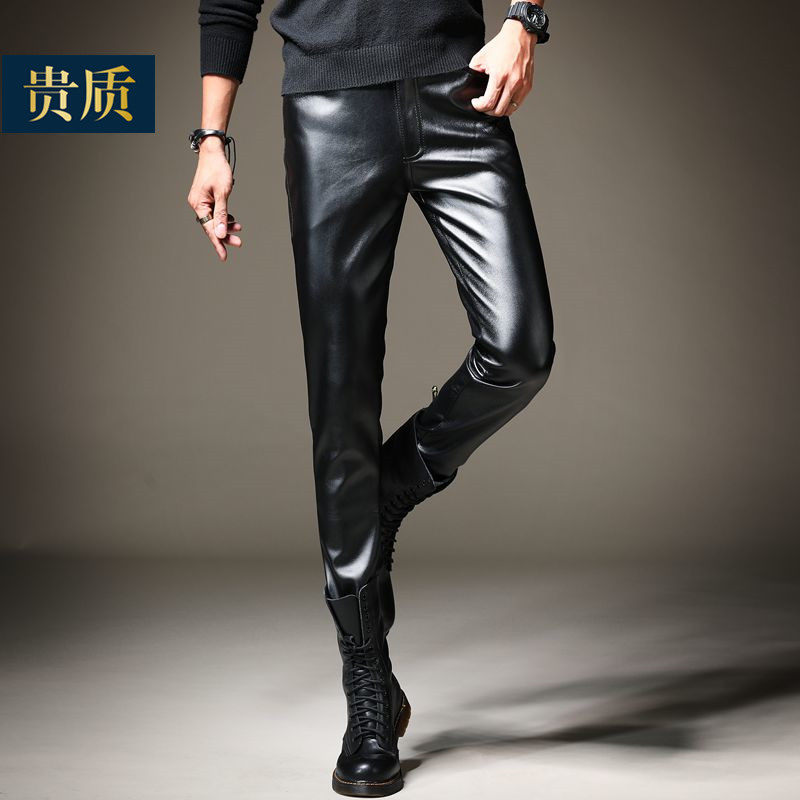 皮裤男加绒加厚冬青年韩版潮摩托车皮裤机车皮裤男修身秋冬小脚,淘宝优惠券,粉丝福利购,淘宝优惠卷