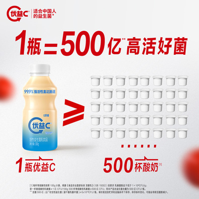 优益C百香果/冰柚子/青提活菌型乳酸菌饮品*12瓶 tk