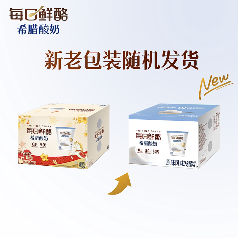 【董洁推荐】每日鲜酪原味希腊酸奶礼盒装/0乳糖简酸奶混合24杯 原盒实拍商品图