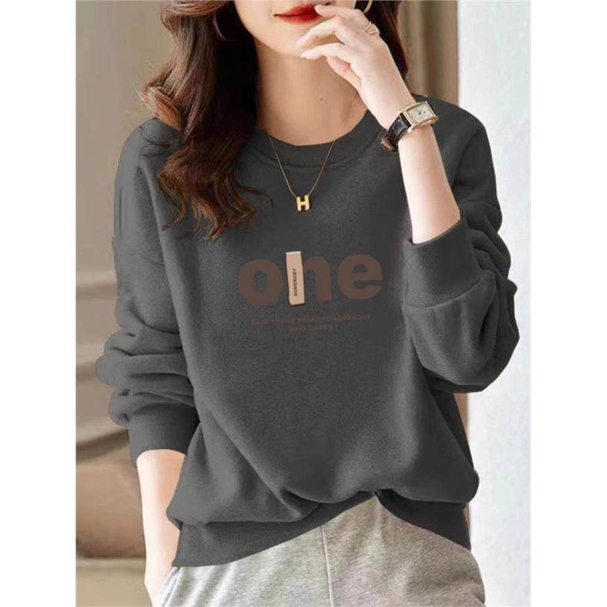 棉质卫衣女2025春季新款字母印花长袖内搭衣显瘦内搭加厚纯色上衣,淘宝优惠券,粉丝福利购,淘宝优惠卷